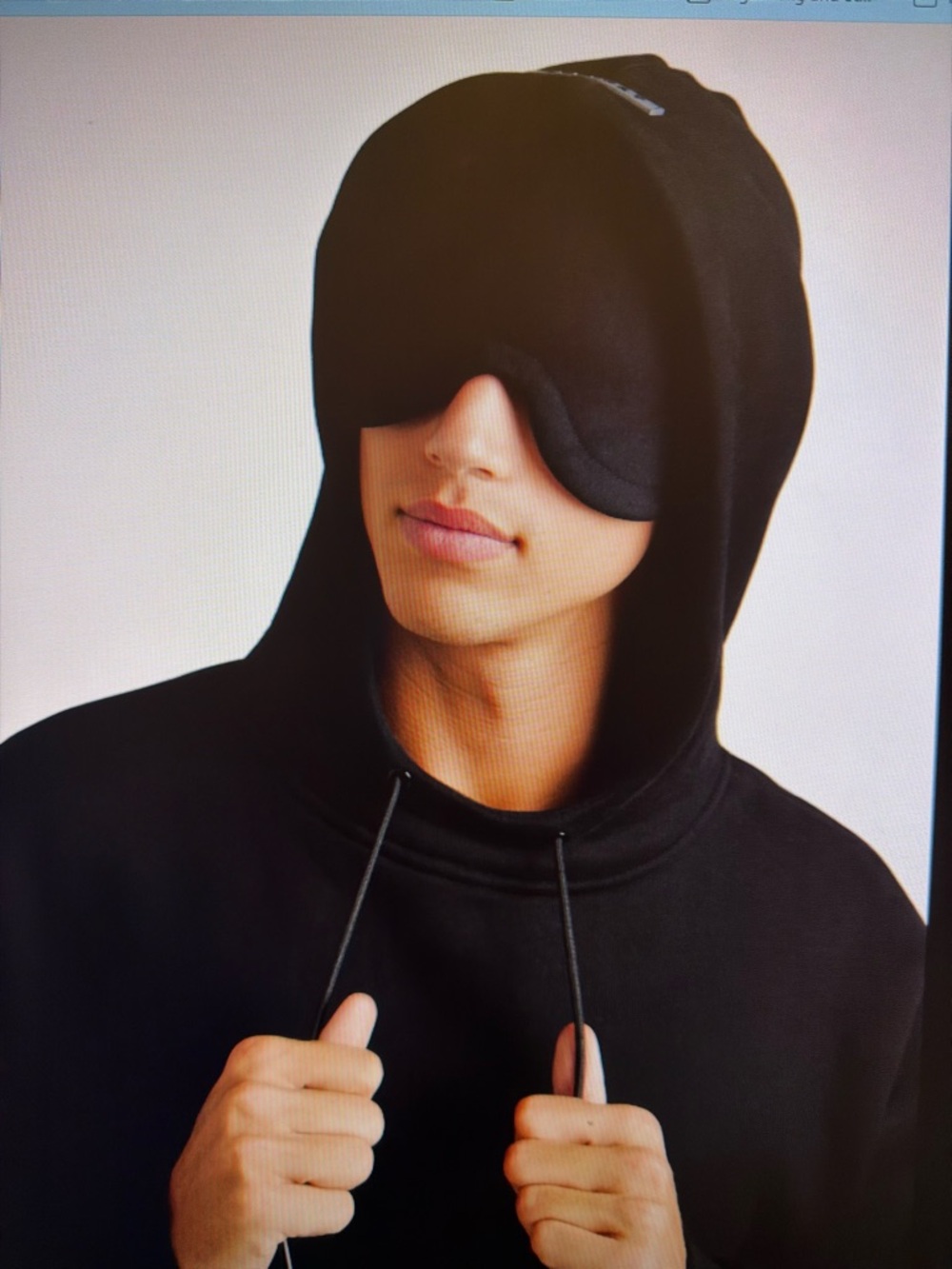 Comfort airplane mode hoodie Hooded Sweatshirt with attached Sleep mask